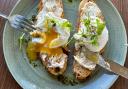 Mackerel pate and poached eggs on sourdough toast