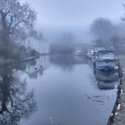 The Lancaster Canal At Hest Bank on a frosty misty morning.