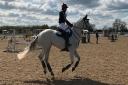 Willow Tulloch riding her grey gelding Memo II at the The Pony Club Animal Barrier Health Spring Festival in Lincolnshire