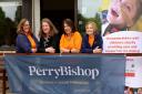 Eliza Dunlop, 2nd left, from Perry Bishop, with Karen Roberts, Ria Heap and Louise Wade, fundraisers from The James Hopkins Trust, Perry Bishop's charity of the year.