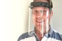Orthotropic Engineering director Matthew Dawson with one of their face visors (GWP Group and Orthotropic Engineering)