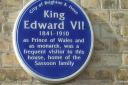 The blue plaque marking the Sassoon family's regular visitor King Edward VII (Photo: Clive Agran)