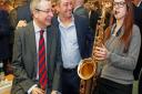 Headmaster Simon Hyde, guest speaker Brian Redpath and Sixth Form student saxophonist Alex Clarke