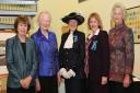 High Sheriff of Cheshire, Susan Sellers (wearing a hat), with three former High Sheriffs, Diana Barbour,  Diana McConnell, Annie Fisher (The current High Sheriff of Staffs) and Carolin Paton-Smith