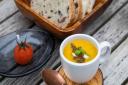 Pumpkin soup  with tomato butter