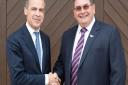 Rupert Cox with Bank of England Governor Mark Carney who came to speak with Somerset business leaders last year