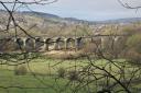 The railway viaduct spanning the valley