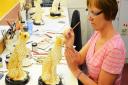 Artist Jackie Morrison at work on the limited edition Cheetah Big Cat