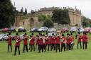 The Band of The Royal Engineers beating retreat