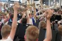 Wardle Junior Blast Brass Band  celebrating their success at the Brass Bands England 2015 National Youth Brass Band Championships