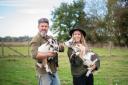 Mike Keen and Lucy Hutchings with their goats