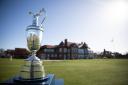 Glittering prize: The Open's Claret Jug displayed in front of the clubhouse at Royal Liverpool Golf Club. (c) Liam Allan/R&A via Getty Images