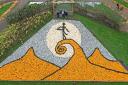 Tim Burton inspired mosaic, made from over 10,000 pumpkins and squash