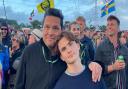 Dom Joly at Glasto 2022 with son Jackson
