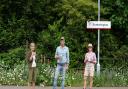Conservation volunteers Sue Cox and Julie Reynolds with WildEast founder Hugh Crossley at Somerleyton station, part of Greater Anglia's scheme to adopt railway stations for wildlife.