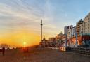 Magnificent sunset on Brighton Central Beach in East Sussex