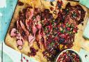 Butterflied leg of lamb with pomegranate salsa