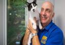 Adrian Ferne, manager for Cats Protection at Bredhurst with Chloe, two, a rescued stray