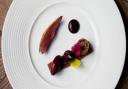 Barbequed squab pigeon with cherries and palm sugar, foie gras mousse Picture by  Emma Wright