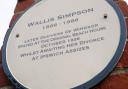 The plaque at the site of Beach House marking Wallis Simpson's stay in Felixstowe. Image: Su Anderson
