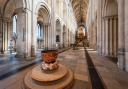 The magnificent Norwich Cathedral nave, seen from near the copper font. Photo: Bill Smith