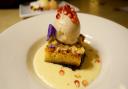 Plum Bakewell Pudding dessert - The George, Alstonefield