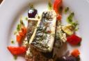 Sea bass fillet and prawn risotto