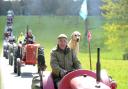 Stephen Sowray and Wellie proudly lead the procession at Tractor Fest