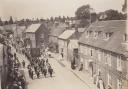 To celebrate and mark the end of the First World War a national Bank Holiday called Peace Day was held on July 19, 1919. Here a band and members of the local Oddfellows lead the procession through Cranborne