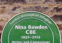 The plaque that was unveiled on Nina Bawden's former home in North London in September 2015