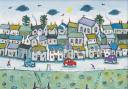 Going Fishing from Newlyn Harbour oil on board by Joan Gillchrest