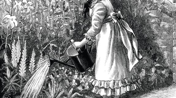 Great British Life: Victorian illustration of Queen Victoria as a young child watering flowers in her gardens. Photo: Getty Images/iStockphoto Great British Life: Victorian illustration of Queen Victoria as a young child watering flowers in her gardens. Photo: Getty Images/iStockphoto