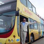 All aboard!  Brendan Sheerin from E4’s ‘Coach Trip’ series launches Bridlington's new open top bus