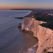 The dramatic cliffs of Seaford Head at dusk