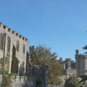 View over St Wilfrid's Priory to Arundel Castle.