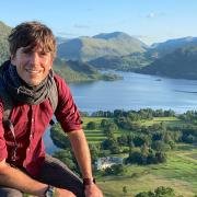 Simon Reeve takes a break from filming in the Lakes