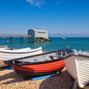 Selsey Bill, with a view of the colourful boats and the Lifeboat Station