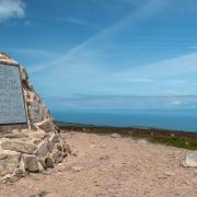 The plaque at the summit of Dunkery Hill in Somerset