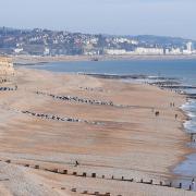 A view from Bexhill down to Hastings in East Sussex