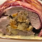 Roasted pork fillet with an apple, sage and sultana stuffing