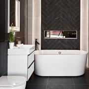 Brushed brassware look as shown at Ripples Chelmsford showroom, ideal for adding flair to your bathroom's décor.