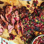 Butterflied leg of lamb with pomegranate salsa