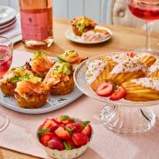 Mother\'s Day Brunch - Hash Brown Cups with Smoked Salmon, Rose and Pistachio Madeleines and Sparkling Rose and Raspberry Cocktail