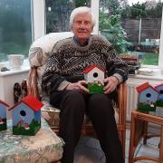 Derek de Belder and his handmade bird boxes, which will be on sale for charity at the Love the Lane event in Wilmslow on Saturday, December 12, 2020