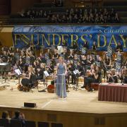 Head Girl Florence Bradshaw delivers her speech at Manchester's Bridgewater Hall