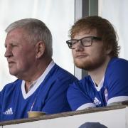Ed Sheeran watches on during the championship match between Ipswich Town and Aston Villa at Portman Road on Saturday 21st April 2018 - Picture: Steven Gardiner