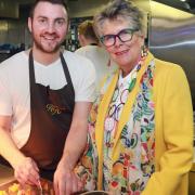 Hipping Hall's head chef and MasterChef finalist, Oli Martin, with Prue Leith