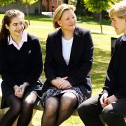 Jo Thomson talking to some of her pupils at Clayesmore School (James McMillan Photographer)