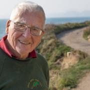 James Lovelock on the South West Coast Path - he walks a couple of miles on it each day © Petrina J Hughes 2014