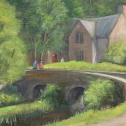 A painting by local artist Richard Holland of the bridge at Milldale